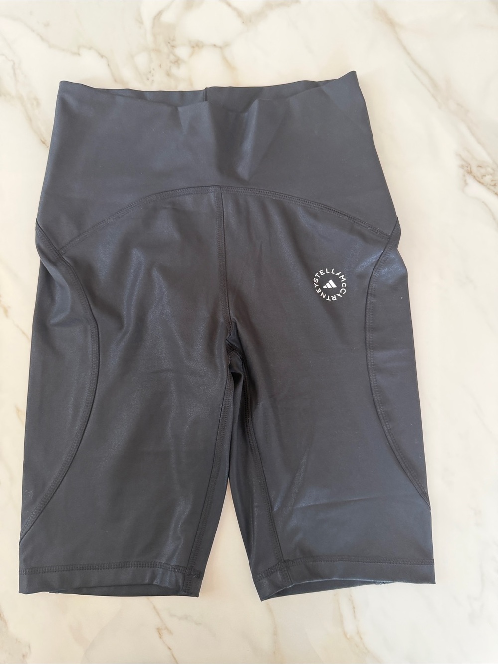 Stella McCartney Black High-Rise Bike Shorts with Logo